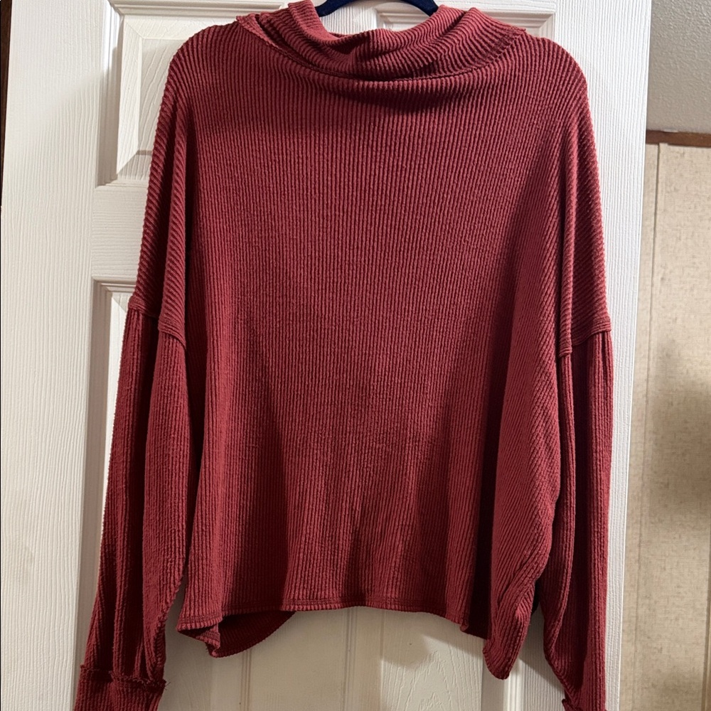 BKE Women's Cowl Neck Sweater - Deep Red